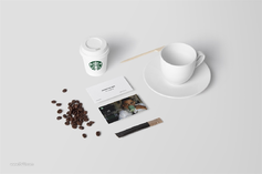 整套咖啡奶茶店餐饮企业品牌样机场景贴图VI包装PSD设计素材模板