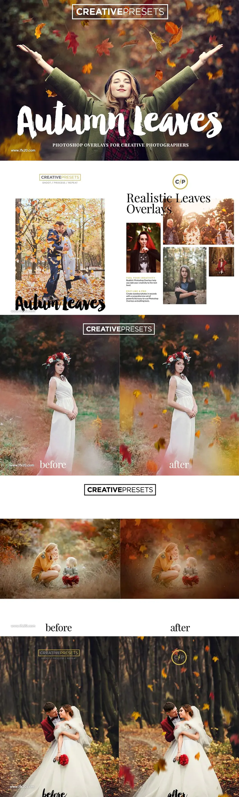 秋季枫叶落叶叠层背景Falling Leaves Overlays_背景底纹_素材下载-乐
