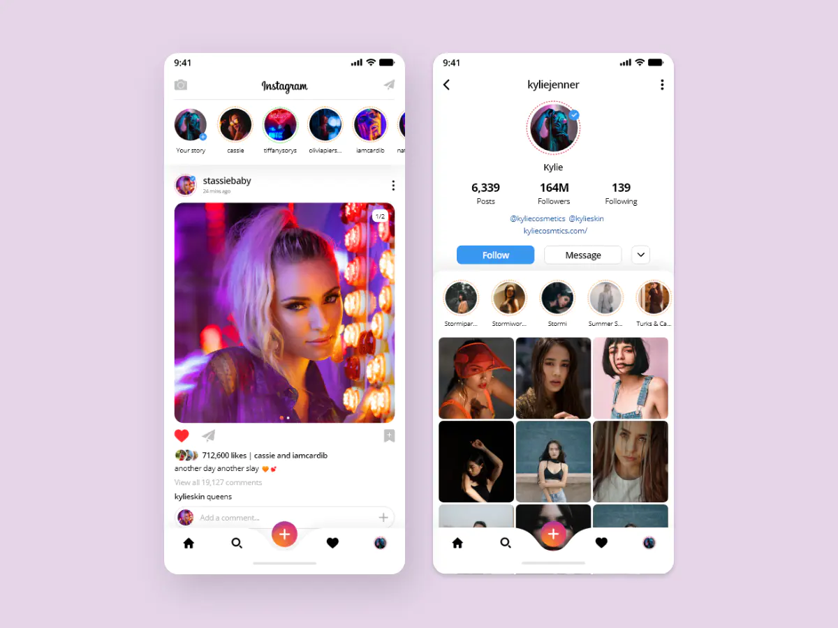 Instagram 首页用户页ui Redesign Xd素材下载 App Ui 素材下载 乐分享素材网